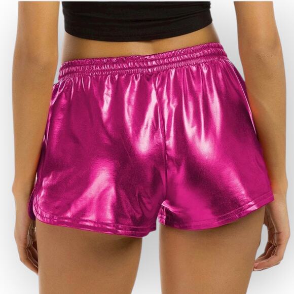 Metallic Hot Pink Short Shorts, Woman’s Size S - Picture 1 of 10
